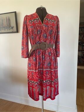 Vintage 1970s Fashion JC Penny Boho Paisley Dress